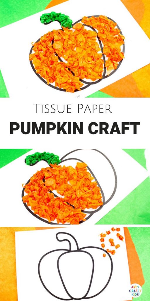 Arty Crafty Kids - Tissue Paper Pumpkin Craft for kids. A sweet Autumn or Halloween craft that