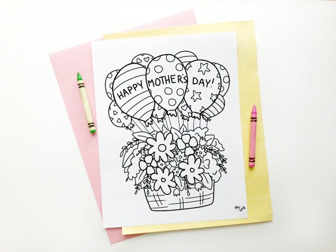 mothers day colouring page kids