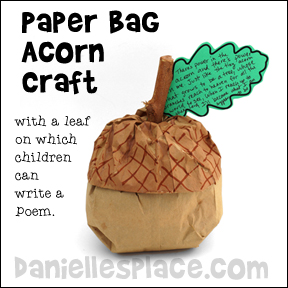 Paper Bag Acorn with Leaf writing Activity from www.daniellesplace.com