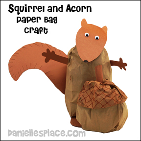 Paper Bag Squirrel with Giant Paper Bag Acorn Craft for Kids