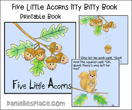 Five Little Acorns Printable Itty Bitty Book For Christian Home Schools