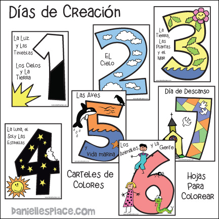 Spanish Days of Creation Coloring Sheets and Posters