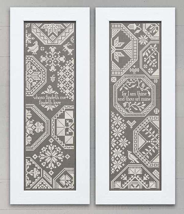 Two Quaker Sister Samplers - PDF Cross-Stitch embroidery pattern chart by Modern Folk Embroidery