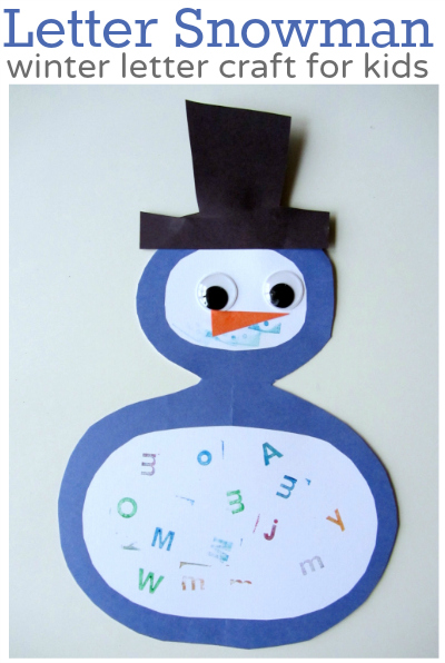letter snowman craft for kids - Winter Preschooler craft
