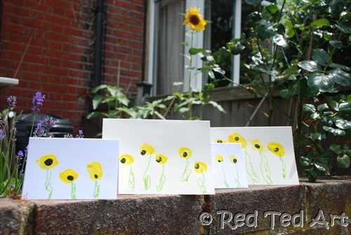 sunflower thumbprint cards