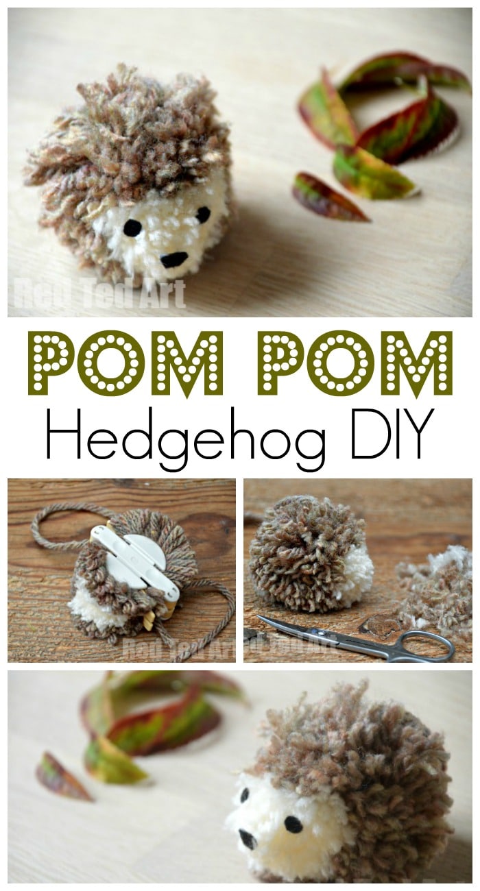 Super cute and easy Pom Pom Hedgehog. These pom pom hedgehogs are quick and easy to make and totally adorable. My daughter is addicted (watch her video tutorial too... she was only 5 at the time. Awww).
