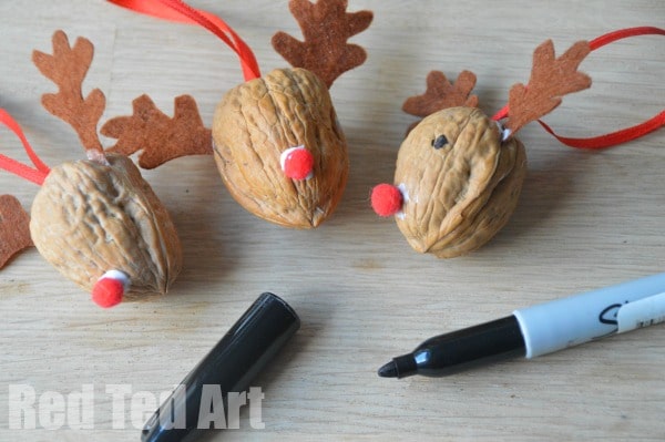 Reindeer Crafts - Walnut Ornaments