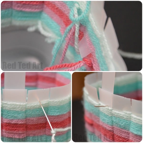 Upcycled Woven Basket - attaching the handle