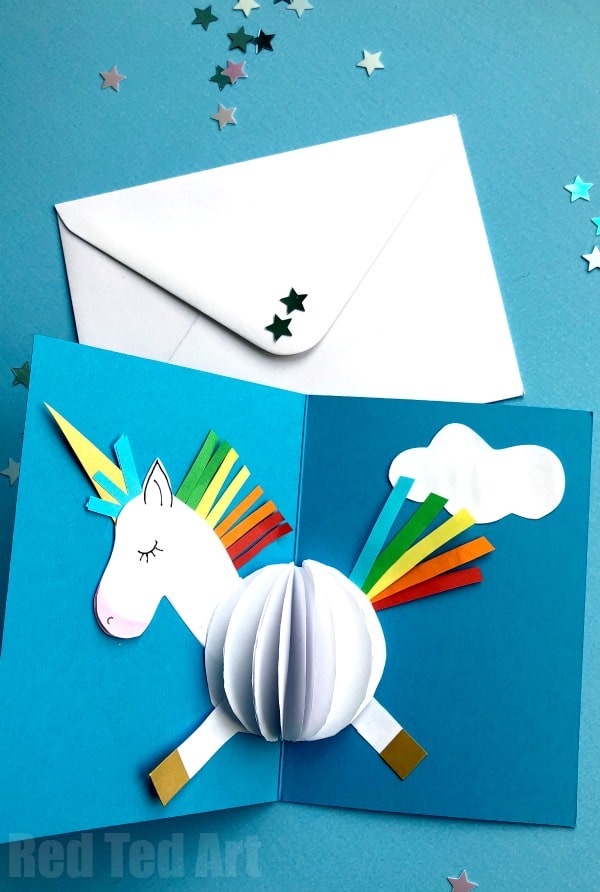 3D Unicorn Card DIY - oh man. Calling all Unicorn fans.. HOW CUTE are these pop up unicorn cards? And you know what... they are SO EASY to make. Yes, I promise they are. Especially as we have templates and printables for you too... find out more today and suprise someone with a magic unicorn 3d Card DIY #Unicorns #unicorncrafts #unicorndiys #unicorncard #popupunicorn #popup #popupcards #unicorn