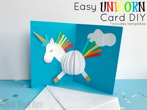 3D Unicorn Card DIY - oh man. Calling all Unicorn fans.. HOW CUTE are these pop up unicorn cards? And you know what... they are SO EASY to make. Yes, I promise they are. Especially as we have templates and printables for you too... find out more today and suprise someone with a magic unicorn 3d Card DIY #Unicorns #unicorncrafts #unicorndiys #unicorncard #popupunicorn #popup #popupcards #unicorn