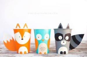 Cutest woodland animal paper cup trio including paper cup fox, owl and racoon