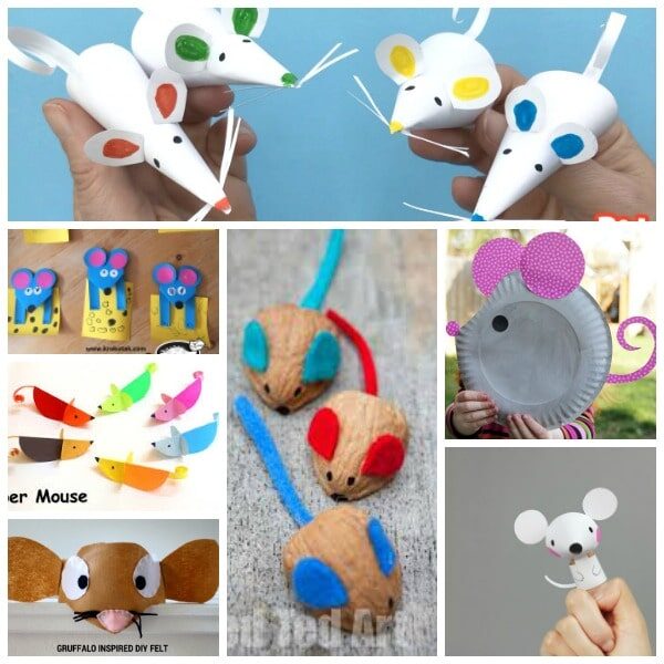Collage of rat and mouse crafts for kids