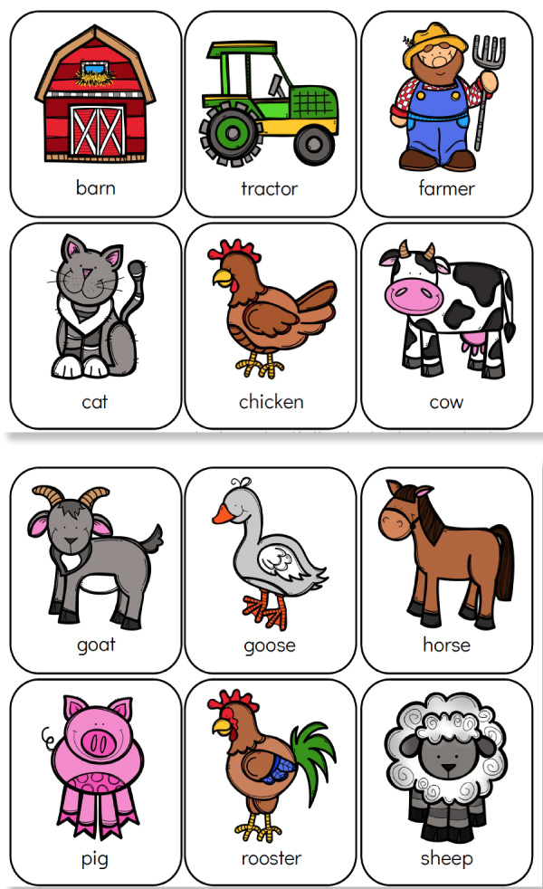 farm animal flashcards